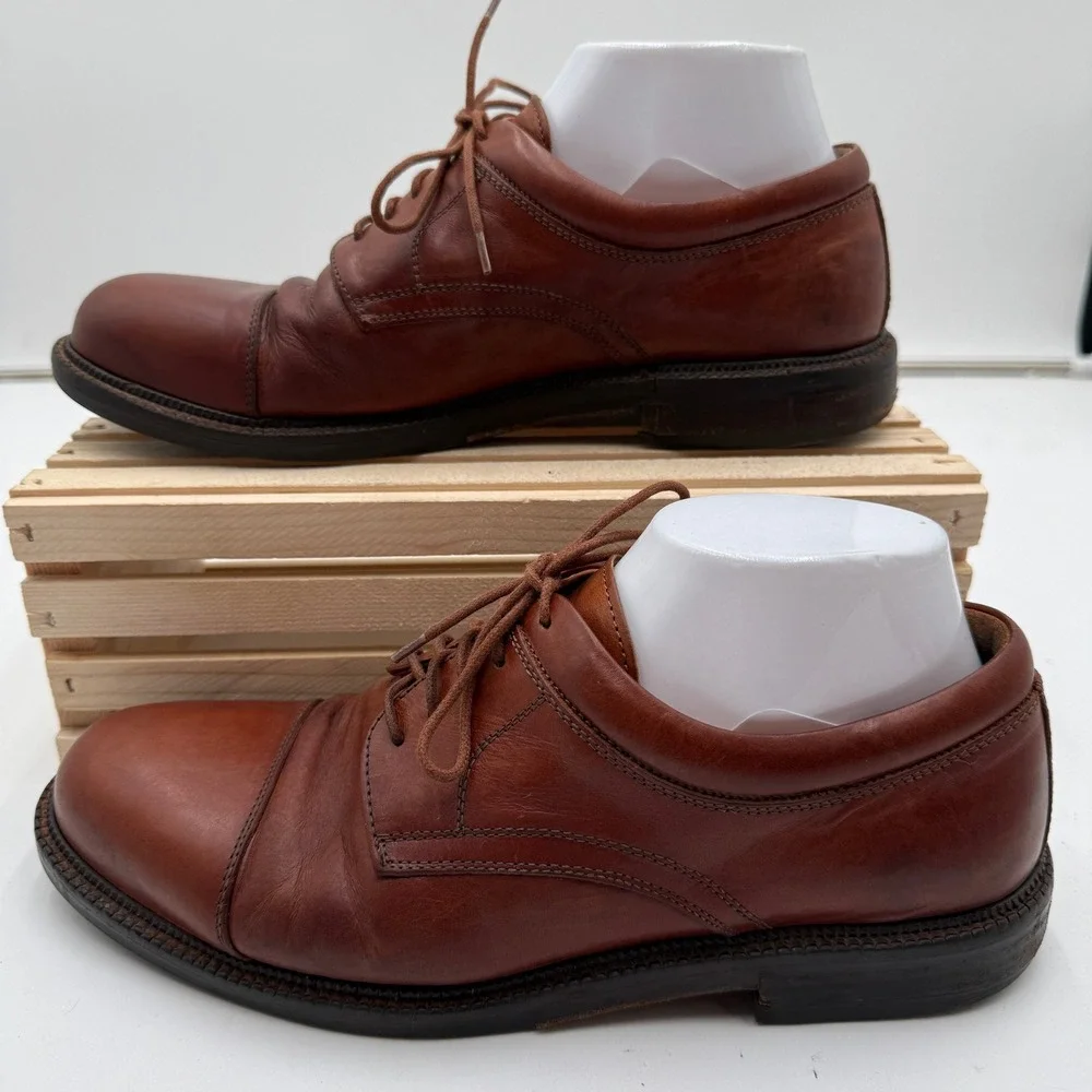 Johnston & Murphy Oxfords Passport Cap-Toe Leather Lace-Up Brown Mens 8